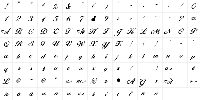 RIMBOO Regular  glyph index