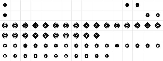 Technoflora Regular  glyph index