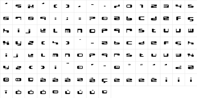 ElectroBazar Regular  glyph index