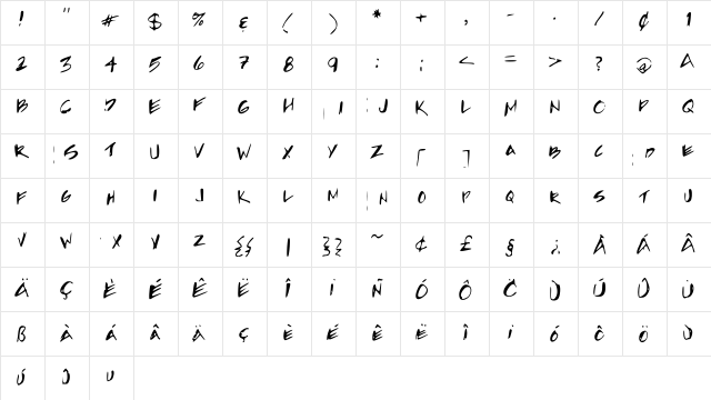 SketchyArch2 Medium  glyph index