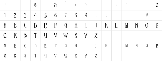28 Regular  glyph index