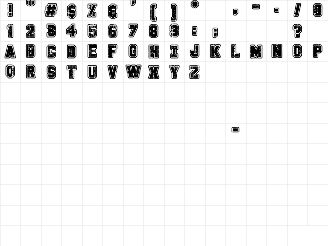 Campus Riot Regular  glyph index