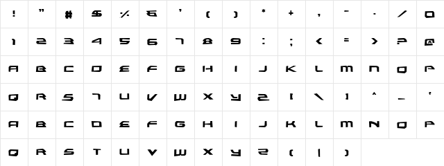 Alexis Grunge Grunge  glyph index