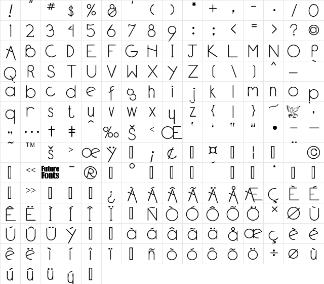 Blakeley Regular  glyph index