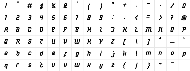 Big Mountain Regular  glyph index