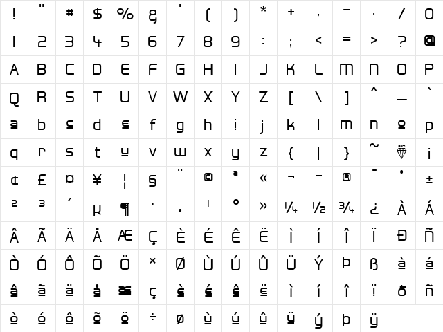 Hall Fetica Upper Regular  glyph index