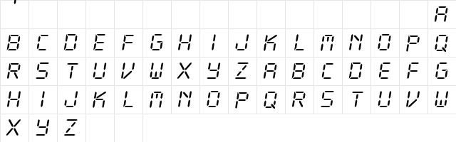 CF LCD 521 Regular  glyph index