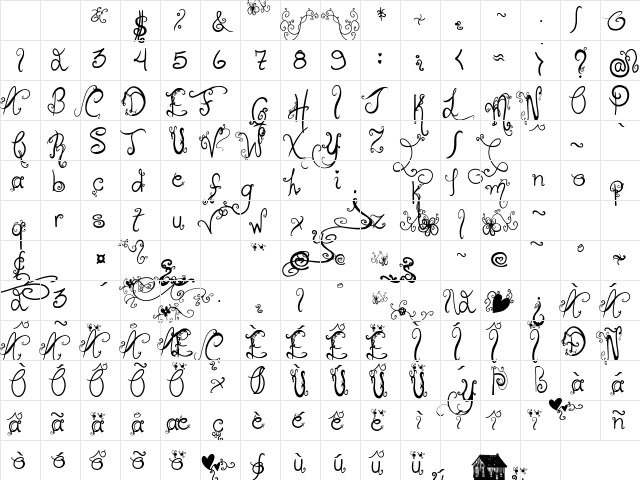 Holiday Home Regular  glyph index