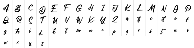 Qutapy FREE Regular  glyph index
