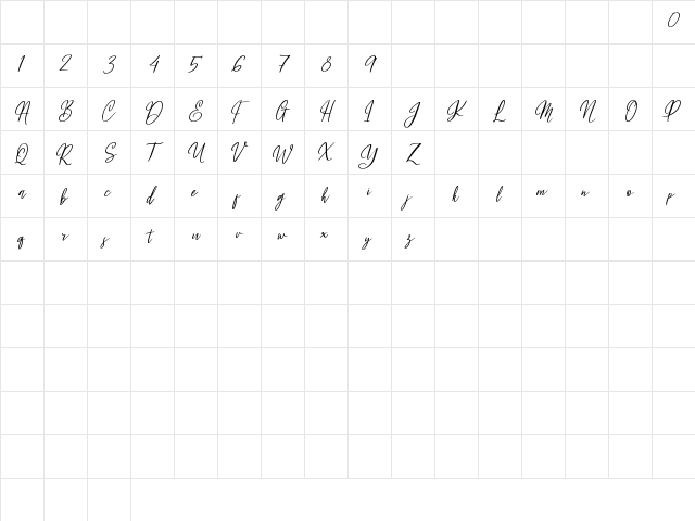 Fleur Bleue Regular  glyph index