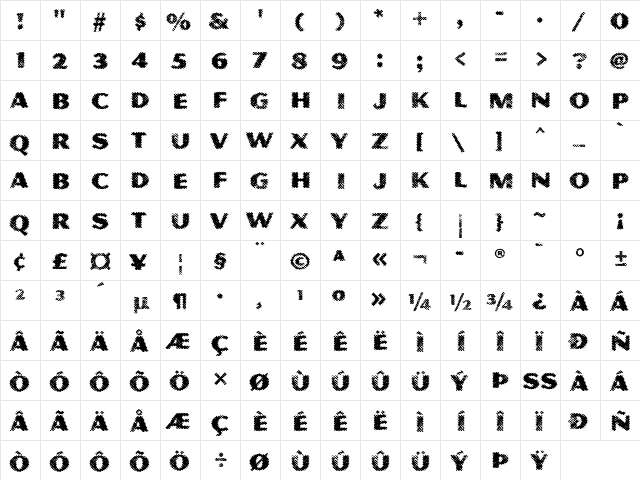 Magnesium MVB Std Grime  glyph index