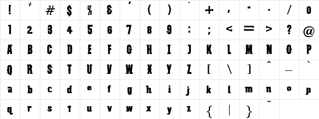 VTC SubwaySlam Regular  glyph index