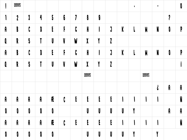 Sovereignty Regular  glyph index