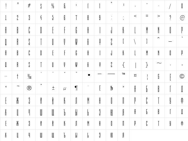 a_EmpirialCpsTtr Regular  glyph index
