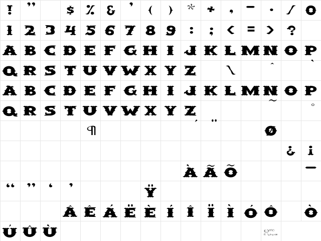 SaloonExt Wd Regular  glyph index