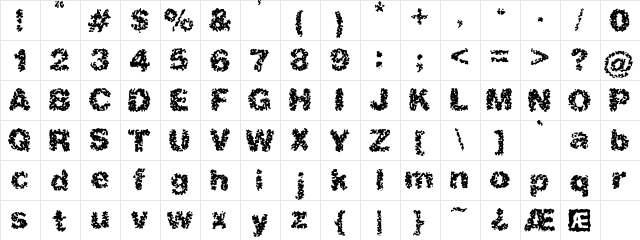 Aspastic Regular  glyph index