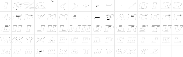 KingfreshCondensedOutline Italic  glyph index