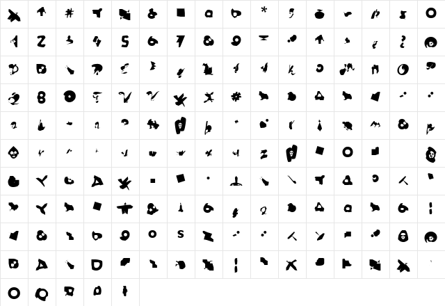 BlendfontsIncpot Regular  glyph index