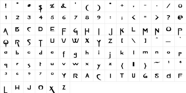 VireoFont Wd Bold Regular  glyph index