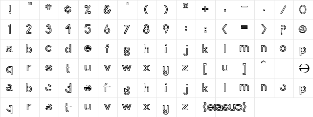 FollowUps Regular  glyph index