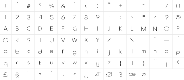 Howard-Light Wd Regular  glyph index