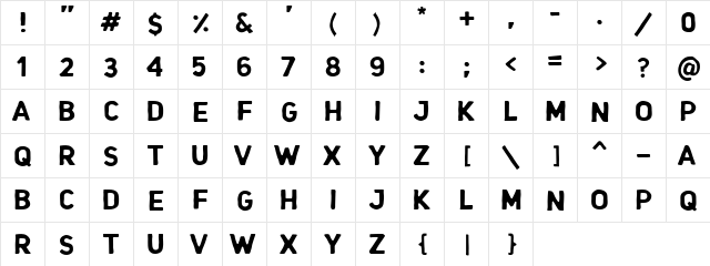 HOCCEN CAPS Regular  glyph index