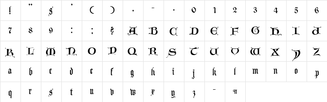 CallifontsE43PostScript Regular  glyph index