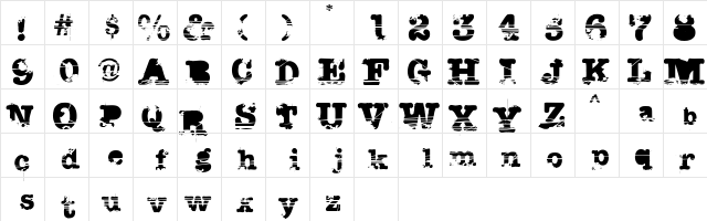 Sacrafical Regular  glyph index