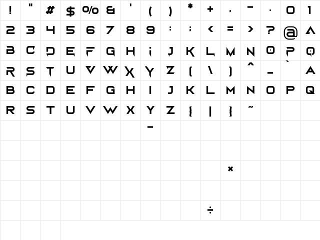 Bord Demo Regular  glyph index