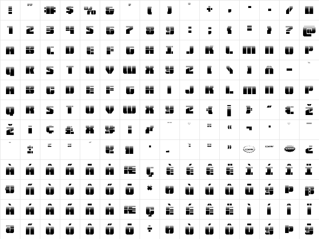 Warp Thruster Half-Tone Regular  glyph index