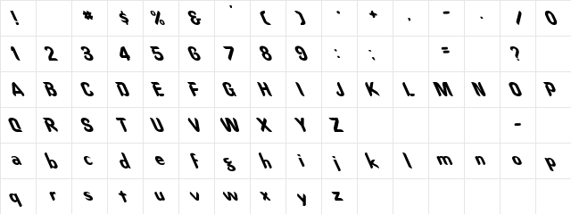 Oregon Dry Lefty Regular  glyph index