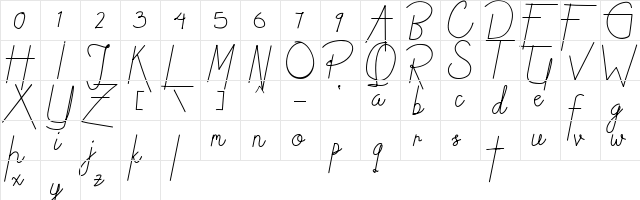 Lintang Regular  glyph index