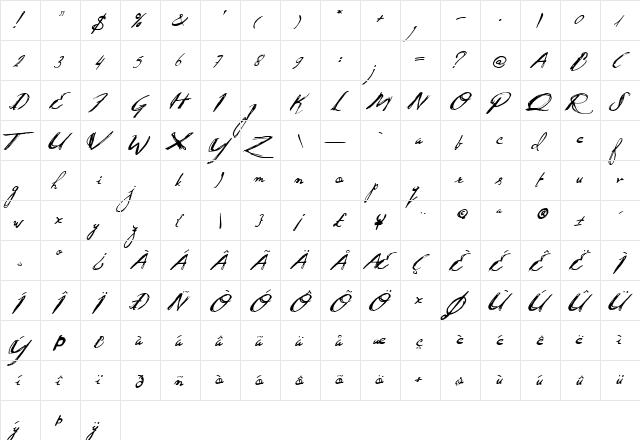 Quid Pro Quo Regular  glyph index