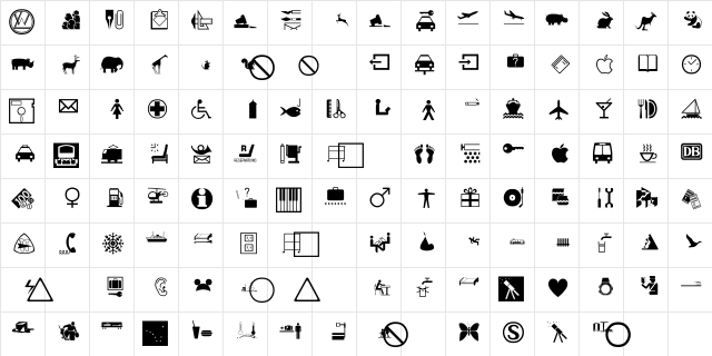 International Regular  glyph index