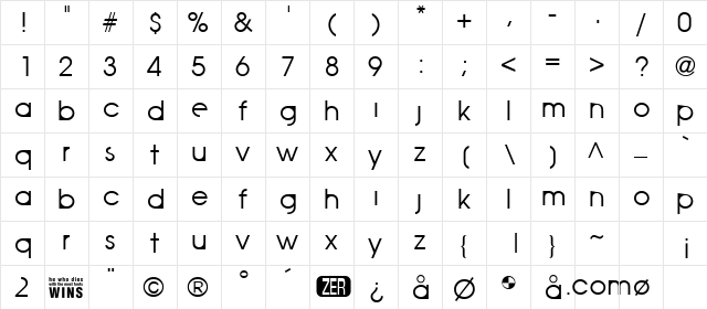 Seraphic Organism Regular  glyph index