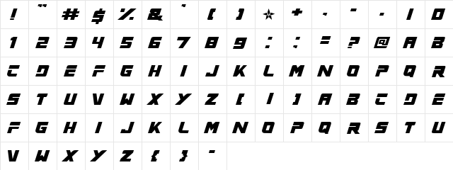 STAR7 Regular  glyph index