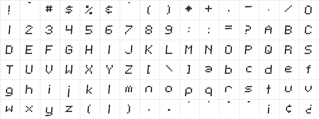 SF Telegraphic Bold Italic  glyph index