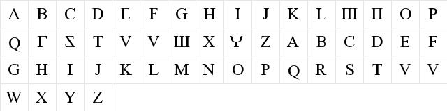 New Regular  glyph index