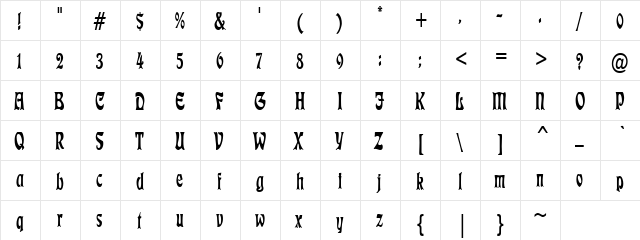Goil Regular  glyph index