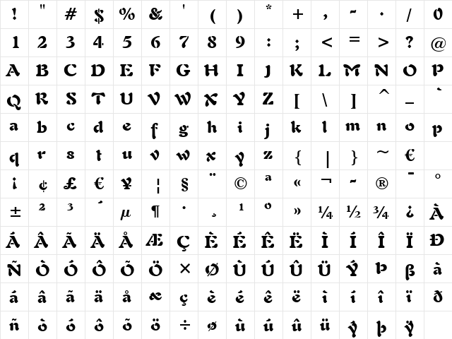 Freefrm721 Blk BT Black  glyph index