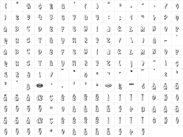 Egg Roll 3D Regular  glyph index