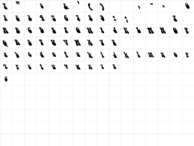 Pedals 1 Regular  glyph index