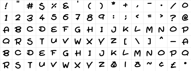 Super Turnips Regular  glyph index