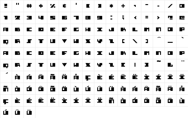 Diesel Regular  glyph index