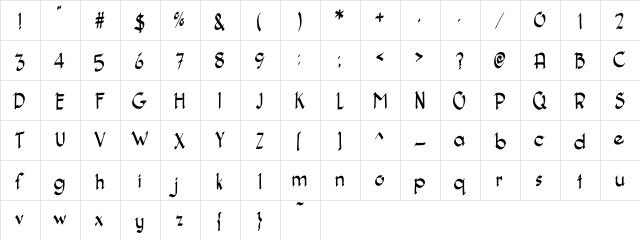 Dadagata Regular  glyph index
