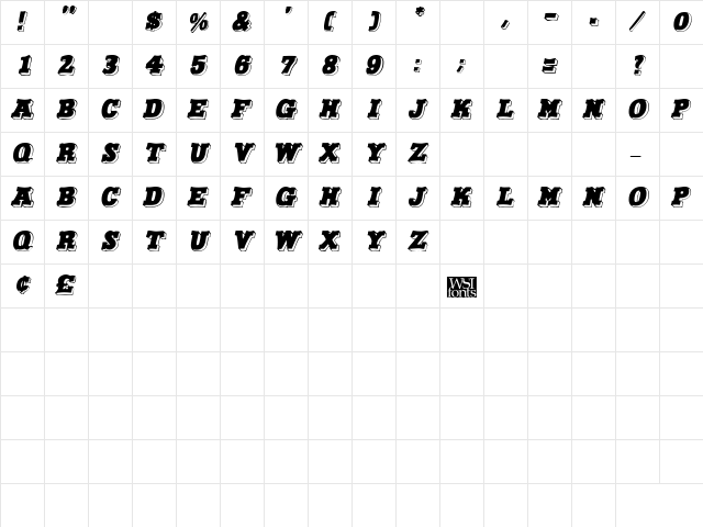 Fairbanks Italic  glyph index