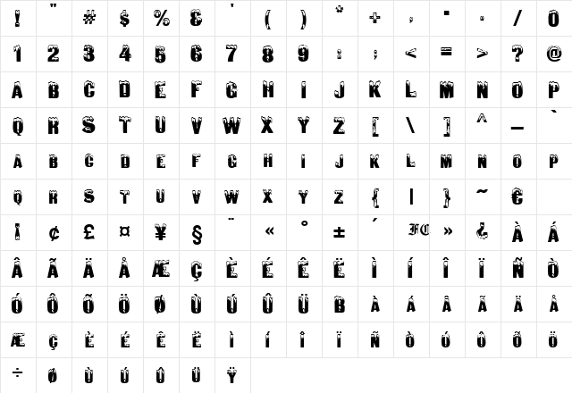 Matterhorn Regular  glyph index