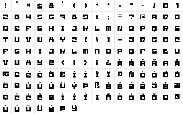 BlockBit Regular  glyph index