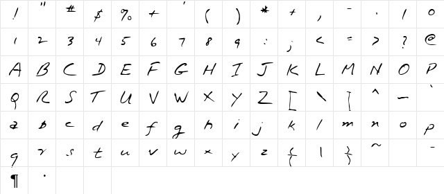 Covey Regular  glyph index