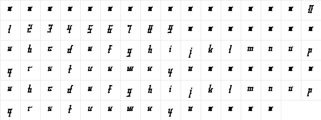 gleesteak Regular  glyph index
